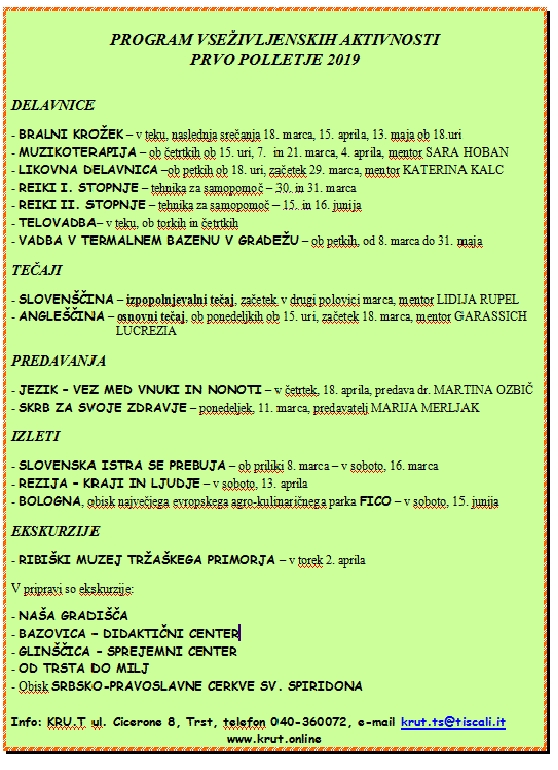 PROGRAM PRVO POLLETJE 2019