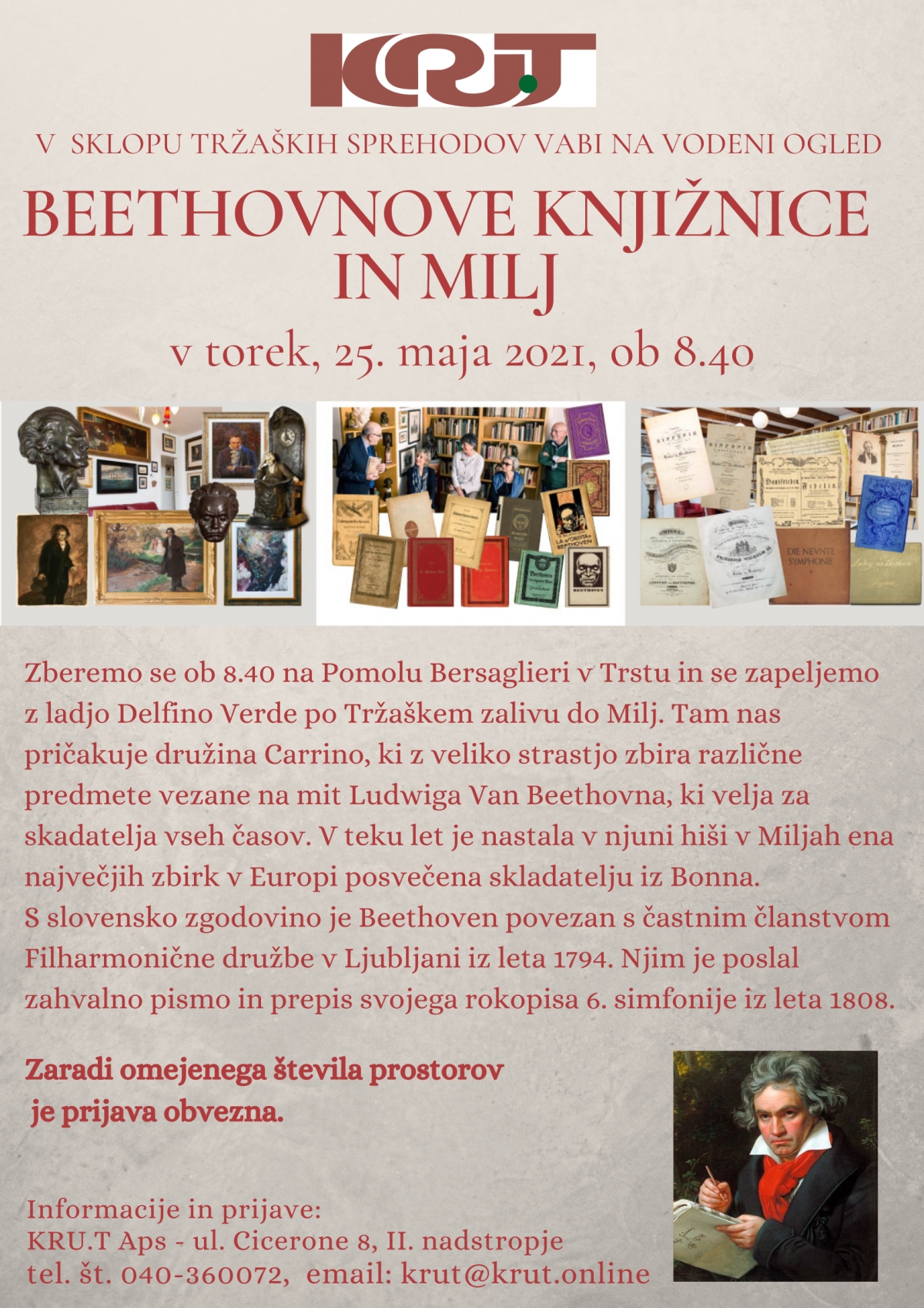 V sklopu Tržaških sprehodov vas vabimo na vodeni ogled Beethovnove Knjižnice in Milj